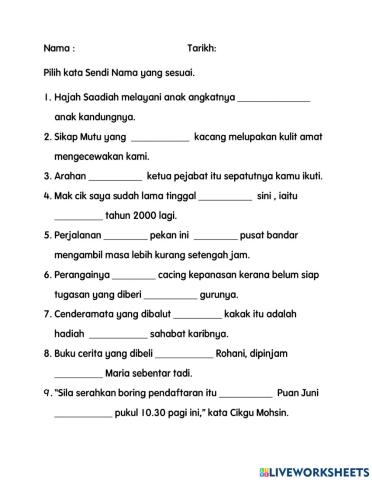 Kata sendi nama
