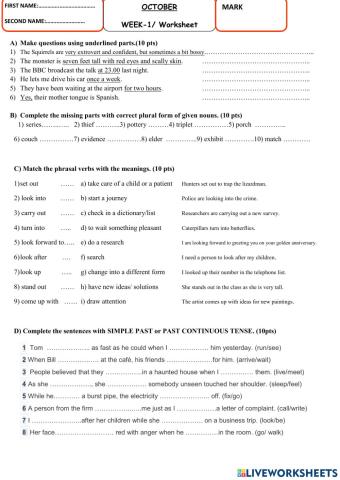 October Worksheet 1-TED