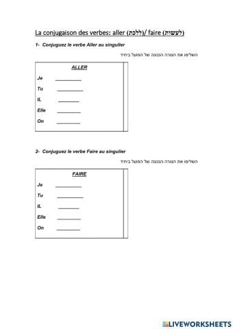 Aller et faire-singulier