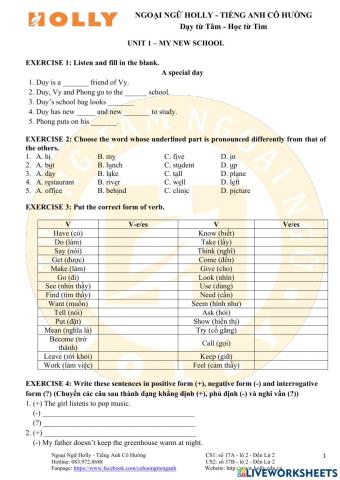 Unit 1- My new school