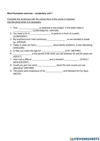 Word formation (nouns)