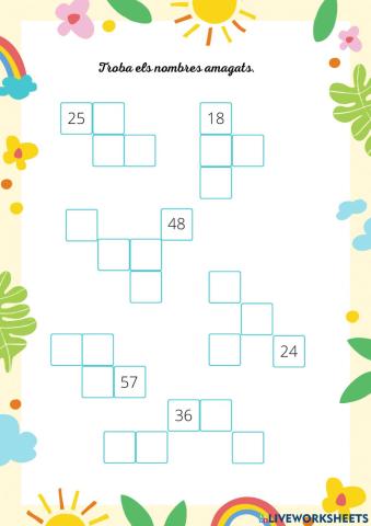 Troba els nombres que falten. Fitxa 4. Nivell 2