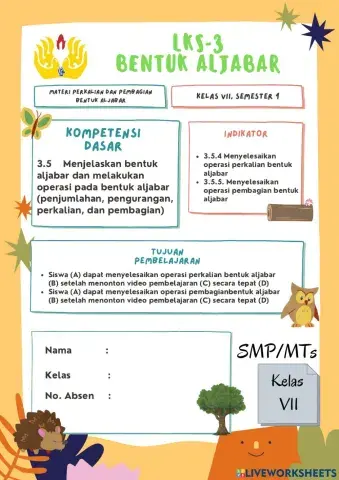 LKS 3 bentuk Aljabar