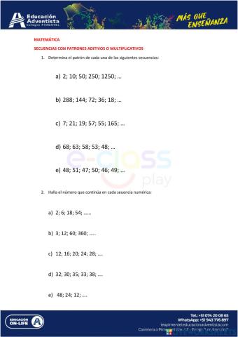 Patrones aditivos y multiplicativos