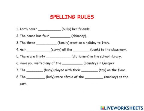 Spelling rules