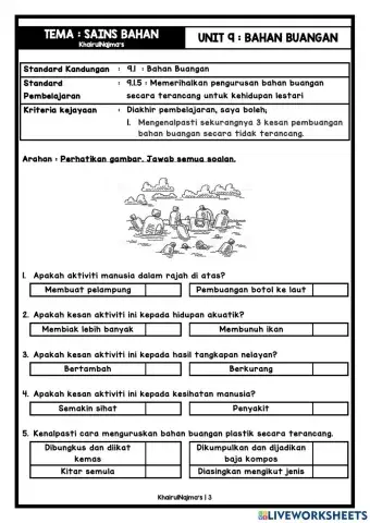 Unit 9 : Bahan Buangan