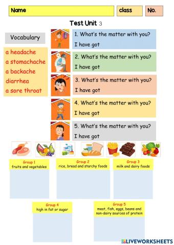 Worksheet test 3 grade 4