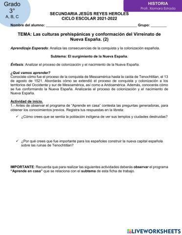 El surgimiento de la Nueva España.