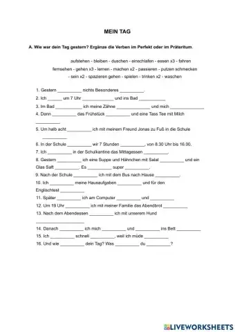 Mein Tag - Perfekt