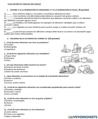 Evaluacion de ciencias