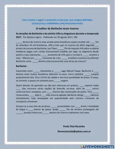 Bariloche artigos e contrações