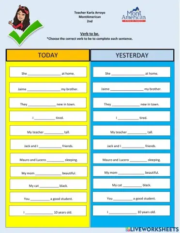Verb to be (Present and Past tense)