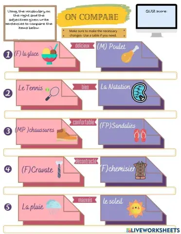 Comparer en francais