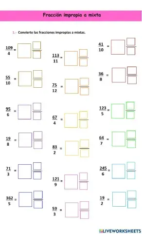 Fracción impropia a mixta