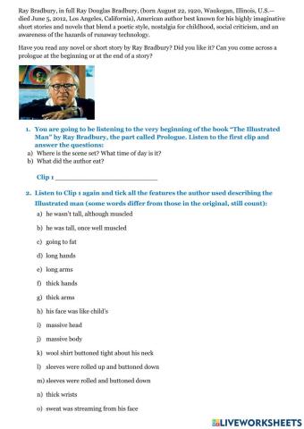 Ray Bradbury The Illustrated Man Prologue