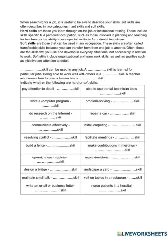 Soft or hard job skills