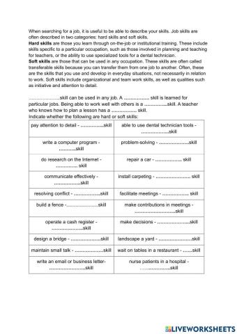 Soft or hard job skills