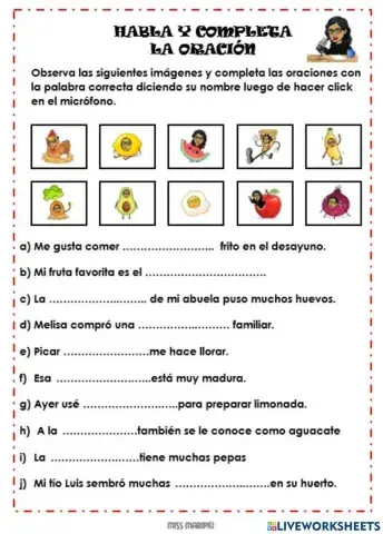 Habla y completa oraciones