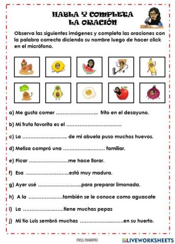Habla y completa oraciones
