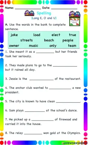 Long Vowel E, O and U