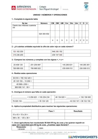 Números y operaciones 1