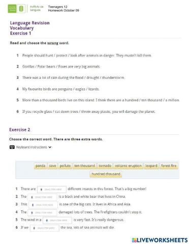 Environment vocabulary