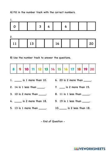 Using number track to find more or less
