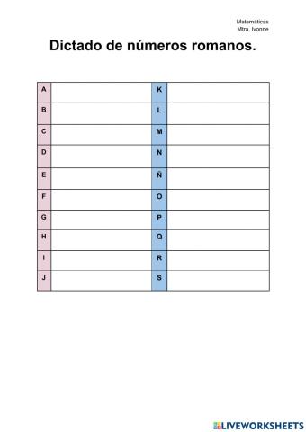 Dictado de Números Romanos