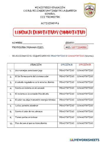 Lenguaje denotativo y connotativo