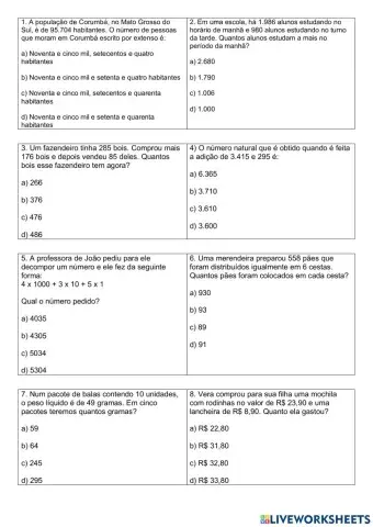 Revisão: Números e operações