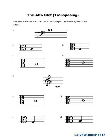 Transposing notes in the Alto Clef