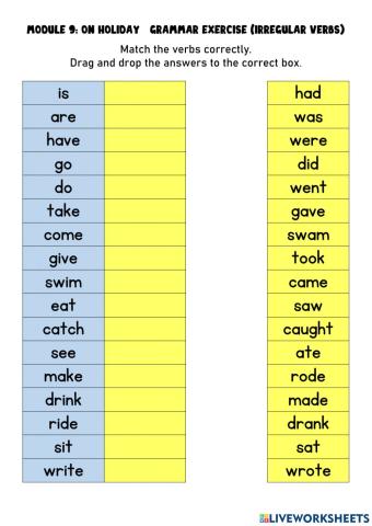 Grammar exercise- past tense(irregular verbs)