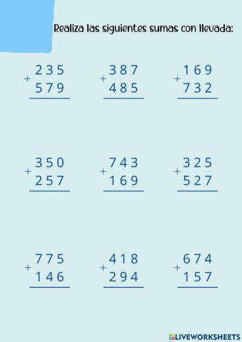 Sumas con llevadas