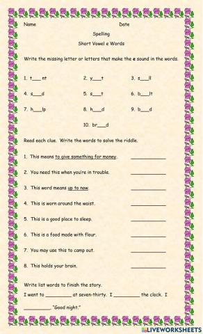 Short Vowel e