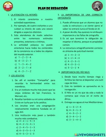 Plan de redacción y causa en efecto.