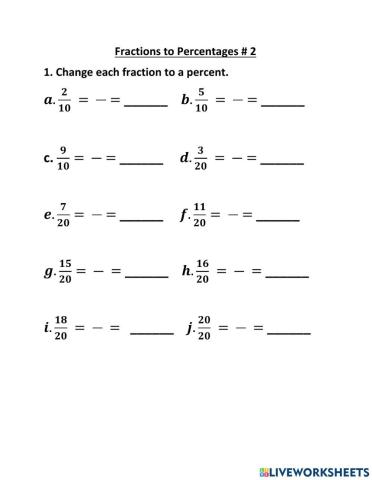 Fractions to Percentages - 2u