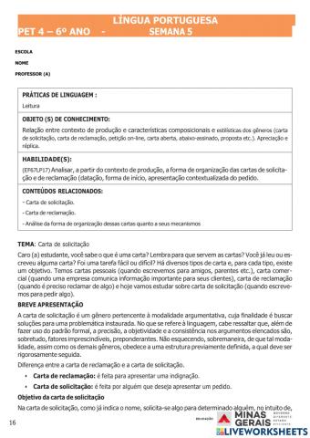 Pet 4- 6º ano - semana 5