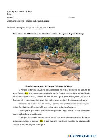História - Parque Indígena Xingu