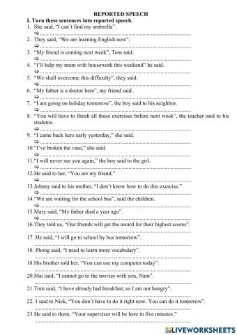 Reported Speech Dễ