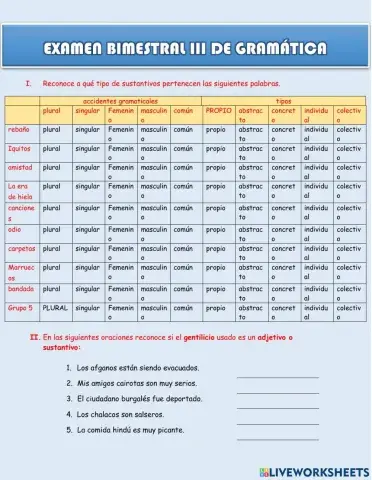 Categorías gramaticales