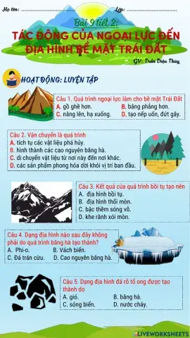 Tác động của ngoại lực đến địa hình Bề mặt Trái Đất