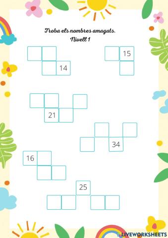 Troba el nombre que falta. Fitxa 3. Nivell 1