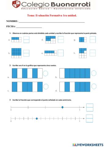 Evaluación fracciones y números decimales.
