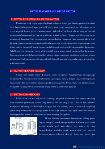 Sistem Rem Mekanik Sepeda Motor