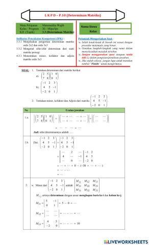 LKPD Determinan Matriks Ordo 2 dan 3