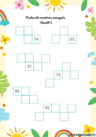 Troba el nombre que falta. Fitxa 3. Nivell 3