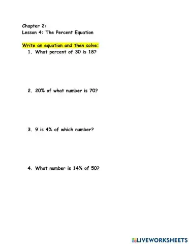 The Percent Equation