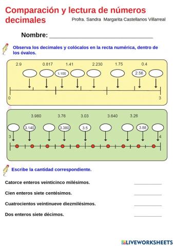 Comparación y lectura de decimales