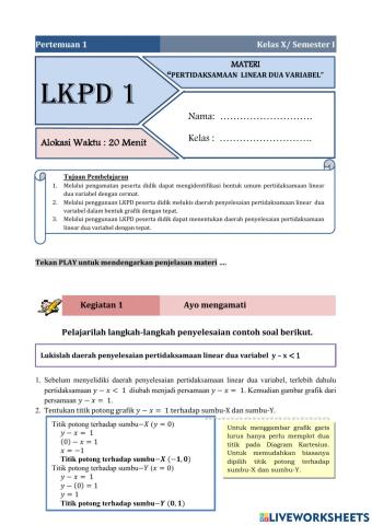 Sistem Pertidaksamaan  linear Kuadrat dua variabel