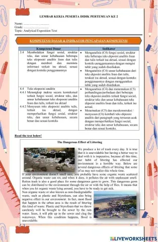 LKPD Analytical exposition Text Pertemuan 2
